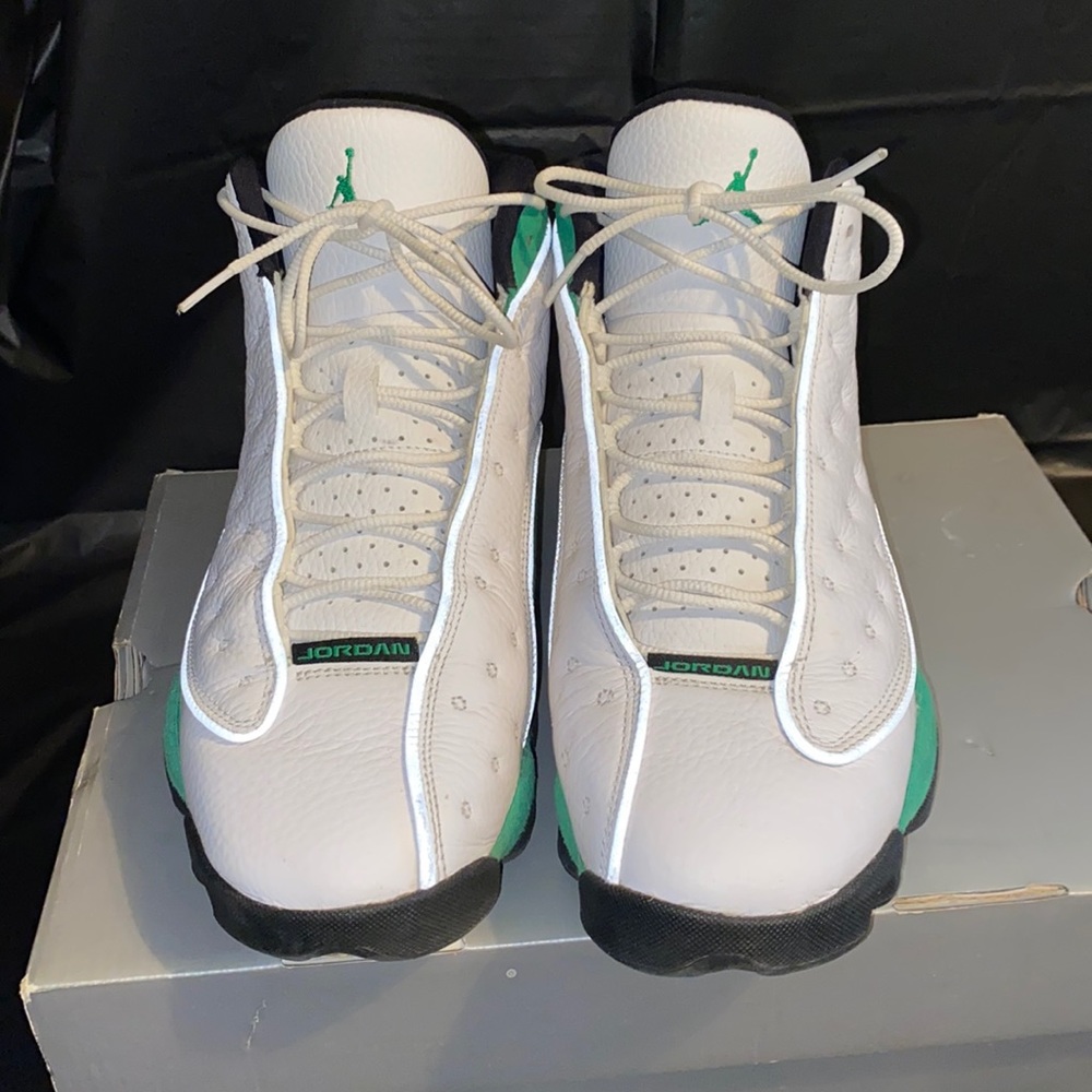 Jordan 13 White Lucky Green Black Size 10